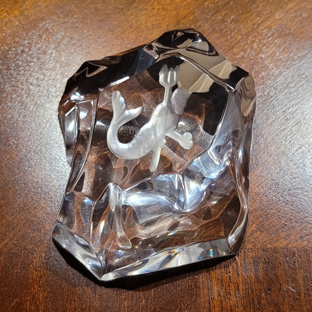 Signed VSL Val Saint Lambert CRYSTAL PAPERWEIGHT Iceberg NEPTUNE Rock VINTAGE